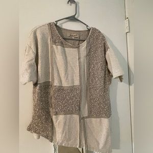 Women She’s Crazy top neutral patchwork of colors. 1x large
